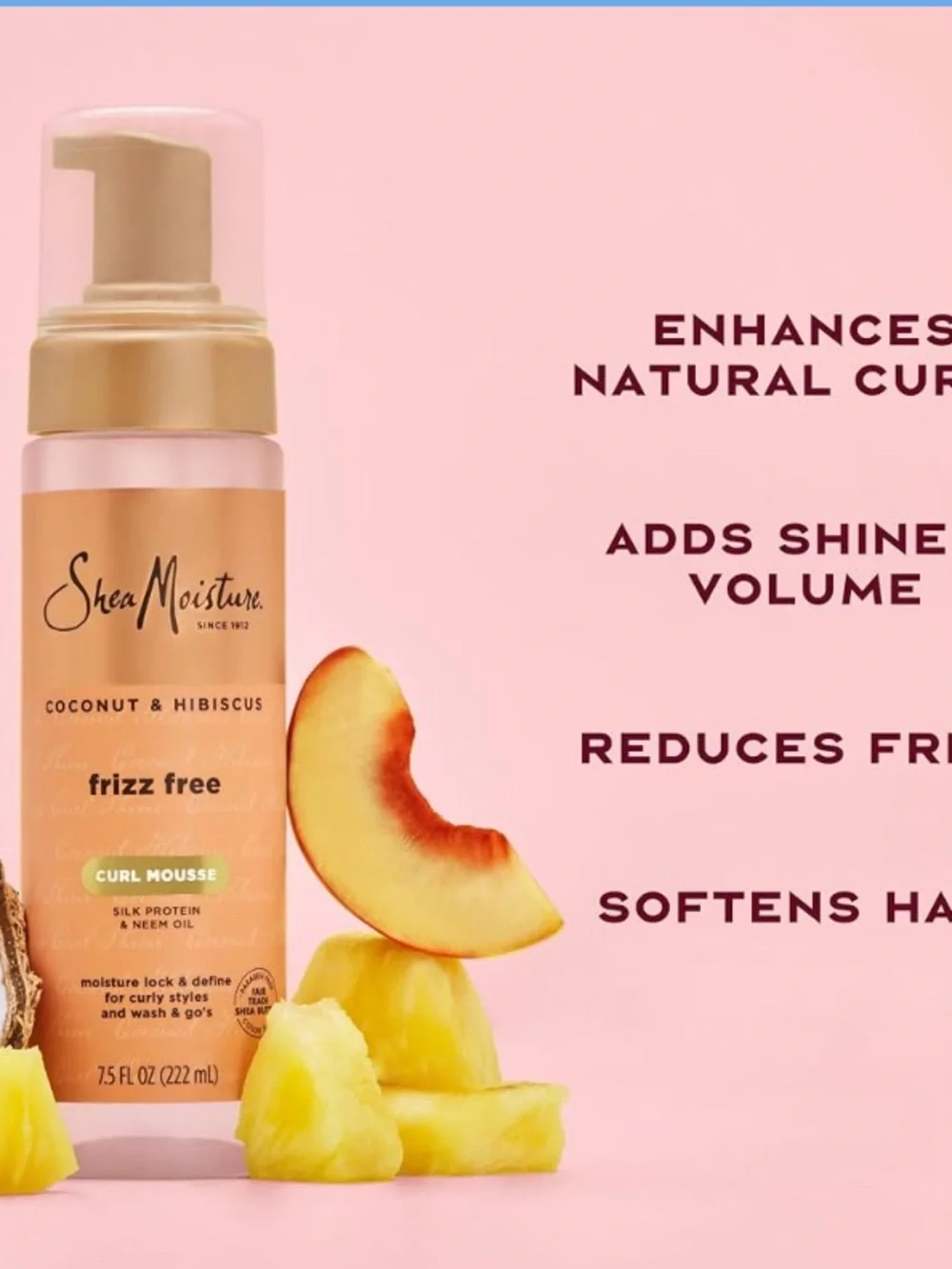 Shea Moisture Coconut + Hibiscus  Frizz Free Curl Mousse — 7.5 Oz